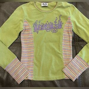 D&G junior girls sz 8 green glitter magical long sleeve top
